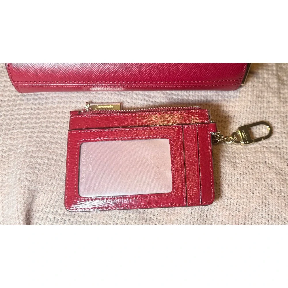 NWOT Kate Spade Staci Leather Crossbody Bag Red Gold Hardware And Card Holder